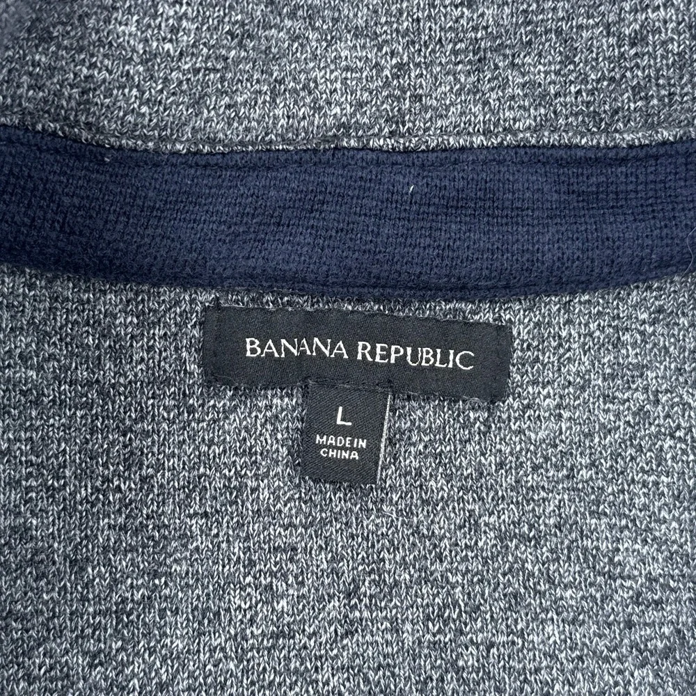 Banana Republic Mens Blazer Large Gray Cotton Knit Sweater Jacket Unstructured